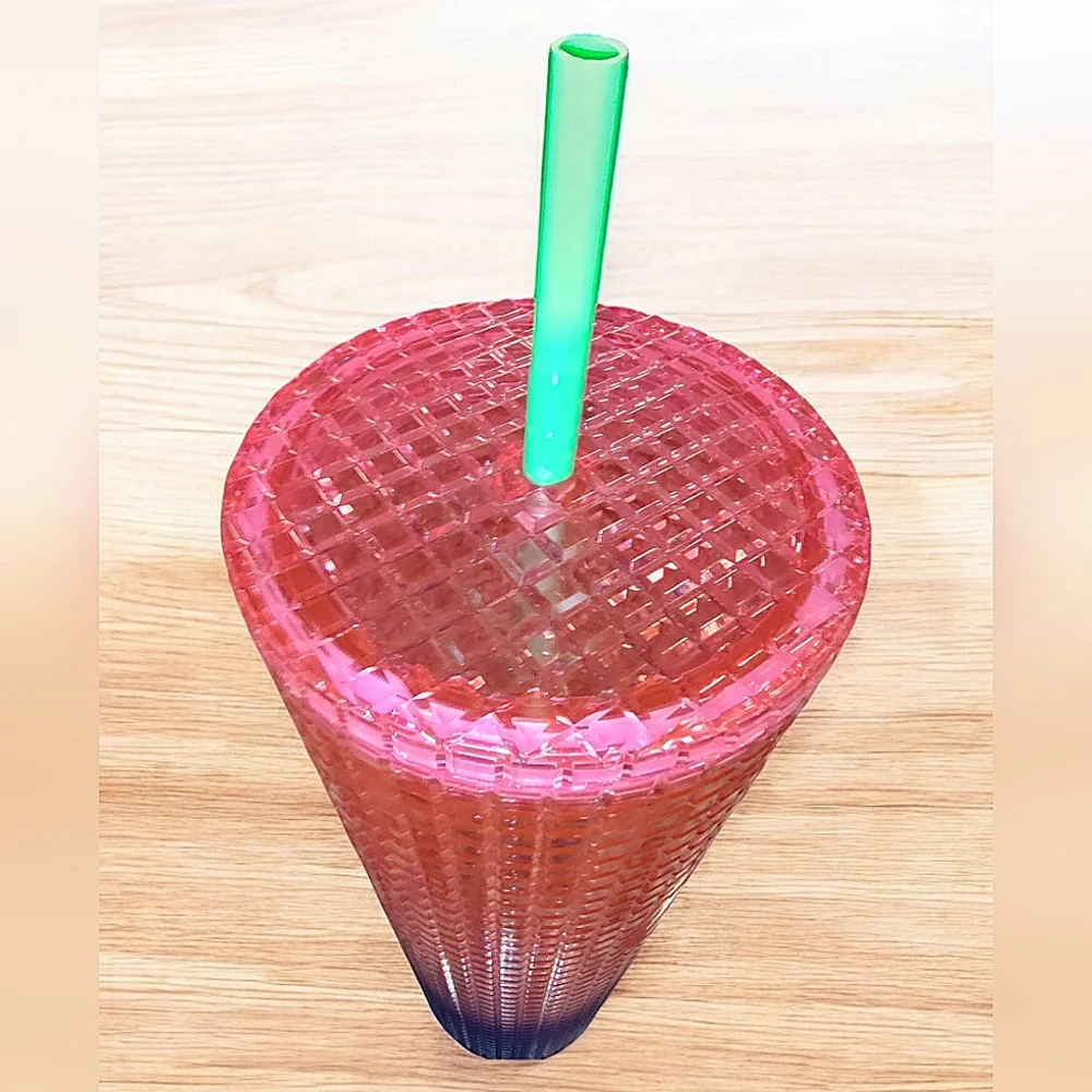 Starbucks Summer 2022 Watermelon Ombre Disco Grid Cup Venti 24 Oz